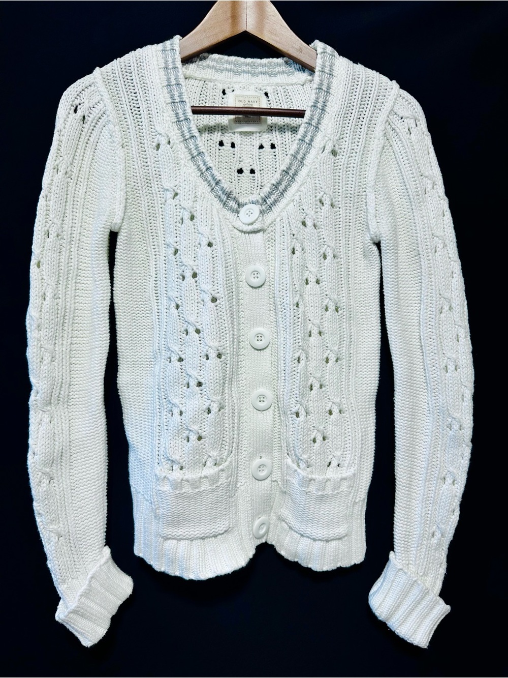 White Pointelle Cable Knit Cardigan Coquette Balletcore Cottagecore Autumn Fall